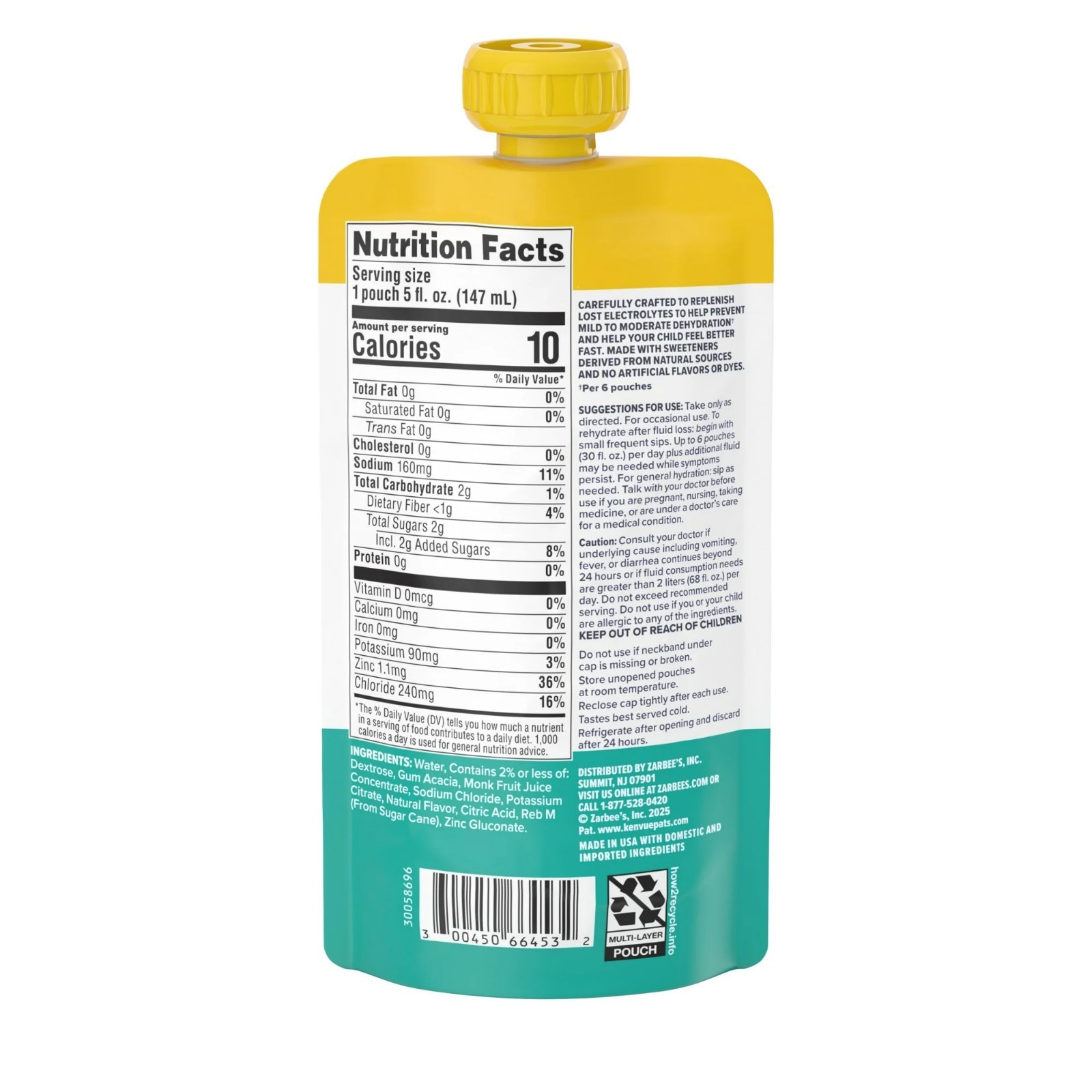 Zarbee’s Kids Triple Action Hydration Electrolyte Drink, 3 x 5 fl. oz