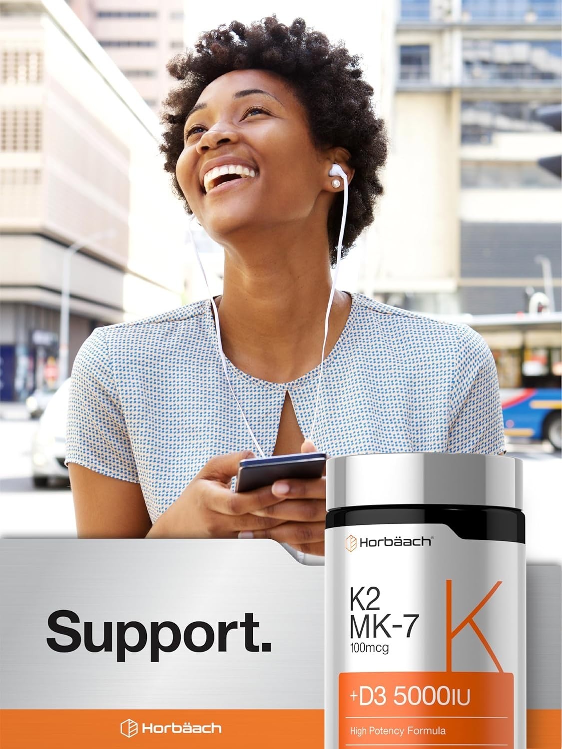 Vitamin K2 MK7 with D3 Supplement | 180 Softgels | D3 5000 IU | by Horbaach
