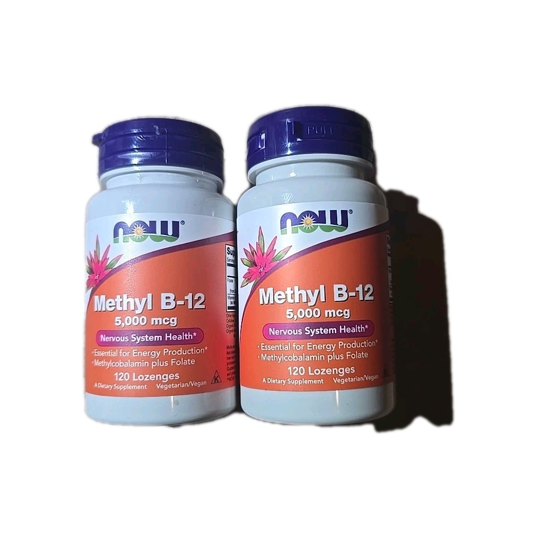 NOW FOODS Methyl B-12 5 000 mcg 120 Lozenges Two Pack Combo 2027/2028