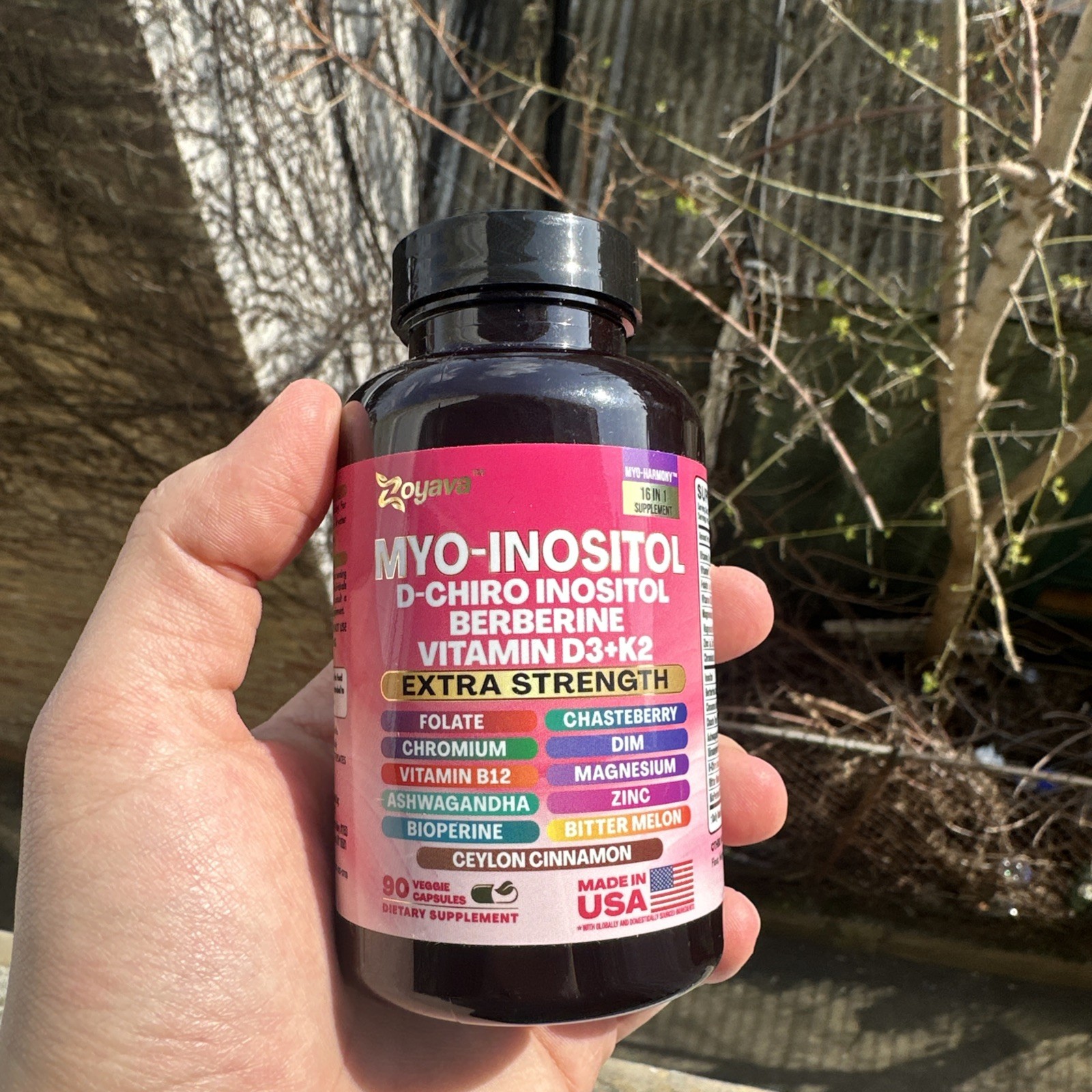 Zoyava Myo-Inositol D-Chiro Inositol Berberine D3+K2 90 Caps Exp 2027+