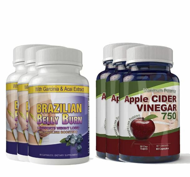 Apple Cider Vinegar Pills & Belly Fat Burn Weight Loss Caps Combo Free Shipping