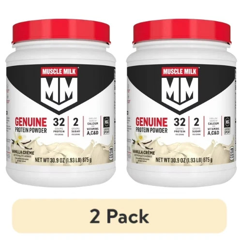 (2 pack) Muscle Milk Genuine Protein Powder, Vanilla, 32g Protein, 1.9lb, 30.9oz