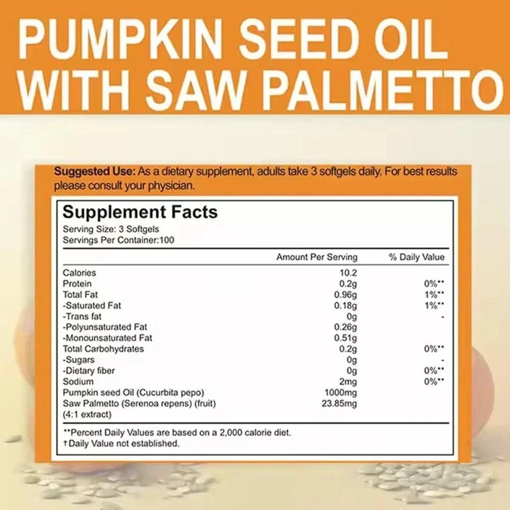 Pumpkin Seed Oil 1000mg Saw Palmetto 300 Softgels Men Prostate & Urinary Health