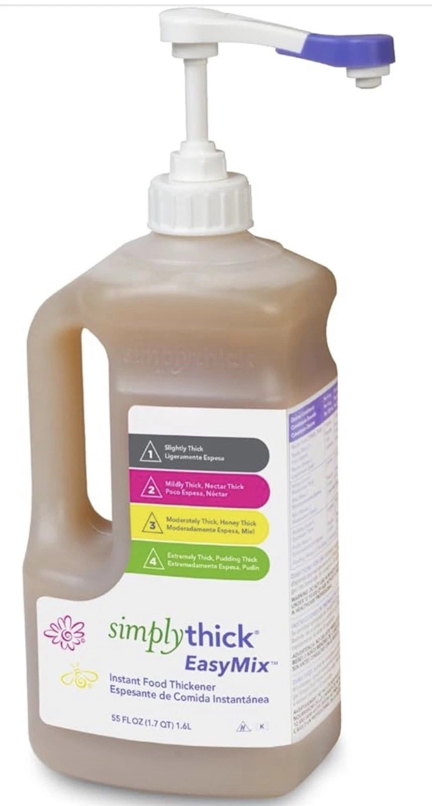 Simply Thick Instant Food Thickener Easy Mix ST2L 55 OZ + Bottle + Pump 11/26