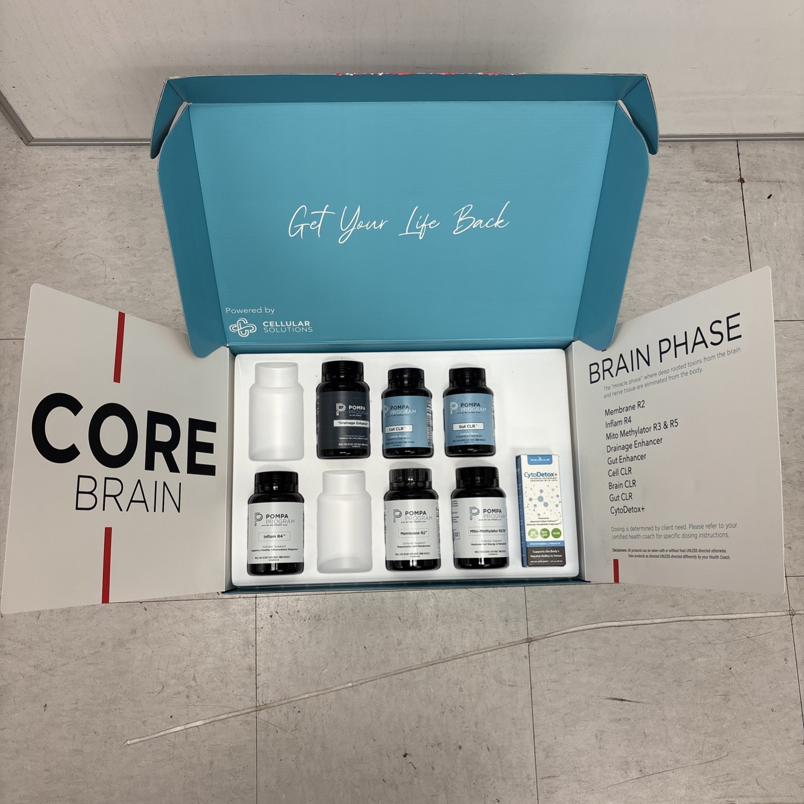 Dr Pompa CELLULAR SOLUTIONS New Opened CORE Brain Phase Supplements 7/9 Bottles
