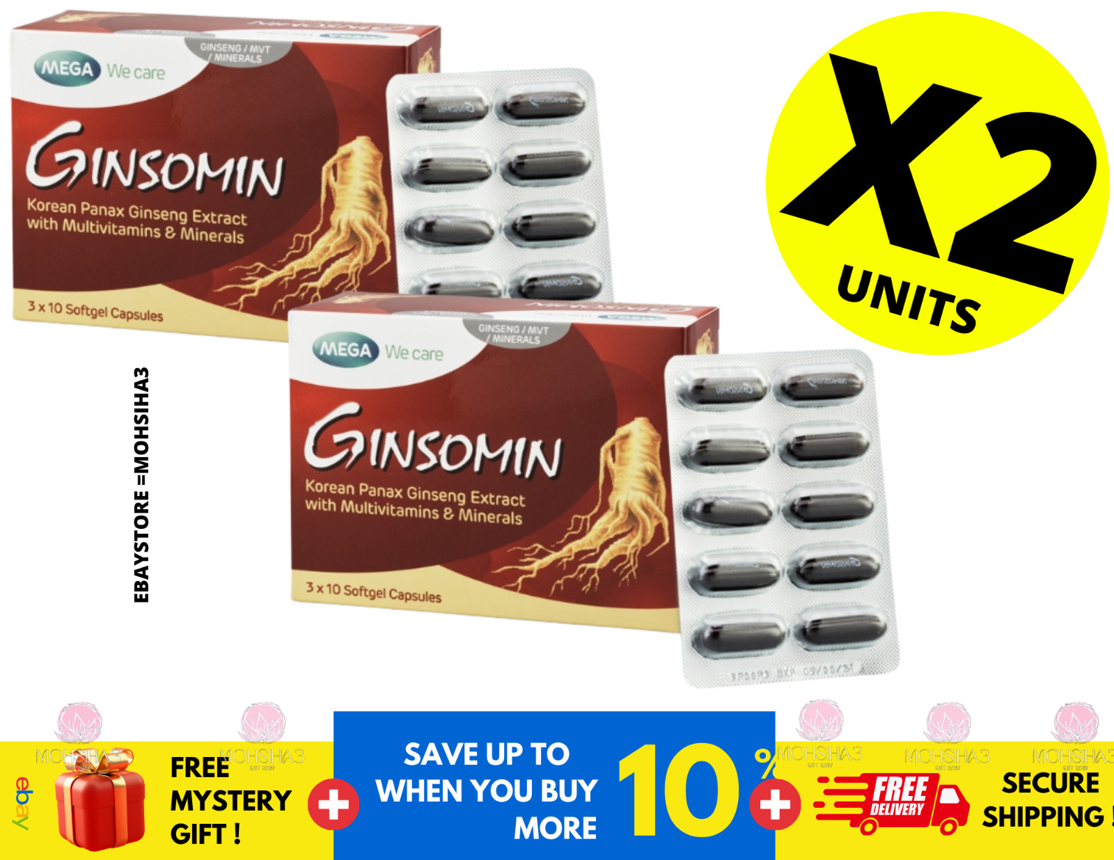 Mega We Care Ginsomin Korean Panax Ginseng Extract Plus Multivitamin 30 capsules
