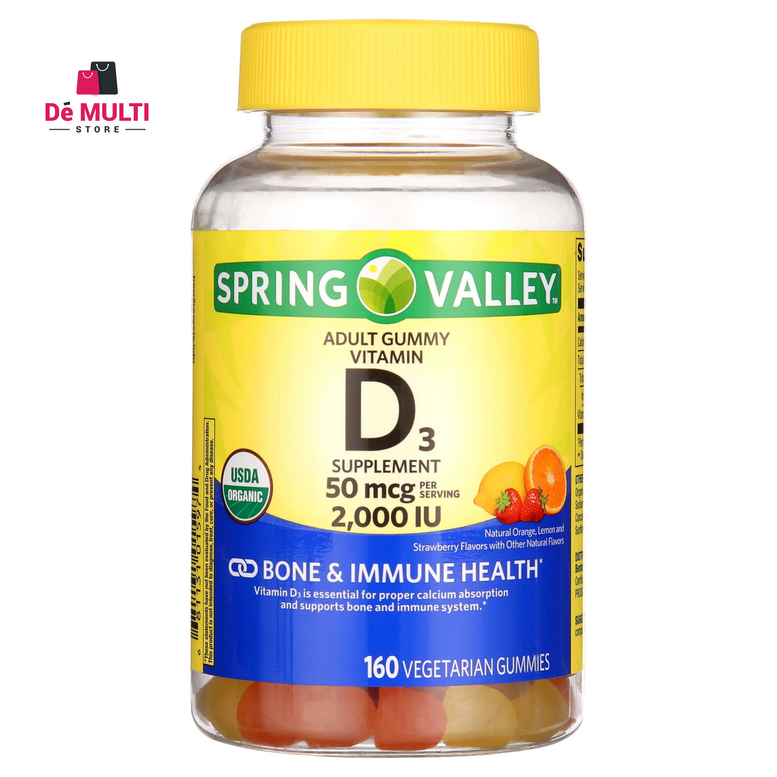 Spring Valley USDA Organic Vitamin D3 Vegetarian Gummies, 50 mcg, 160 Count
