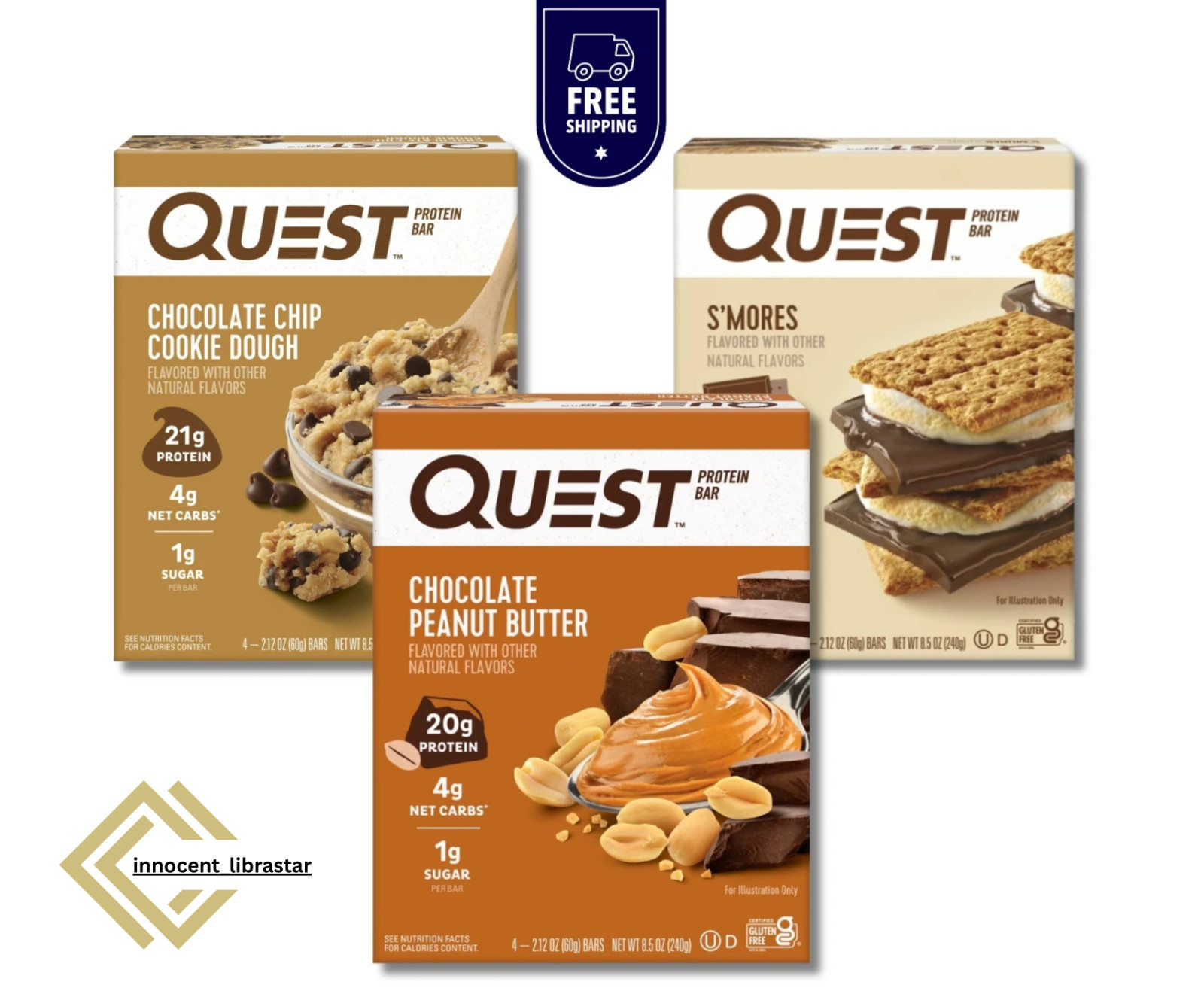 Quest Protein Bar, Verity Pack, 20g Protein, 12 Ct, 14g of Fiber 4g Net Carbs