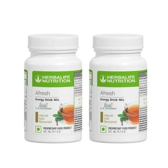 Herbalife Afresh Energy Drink Mix TULSI Flavor 50gm Each Pack of 2