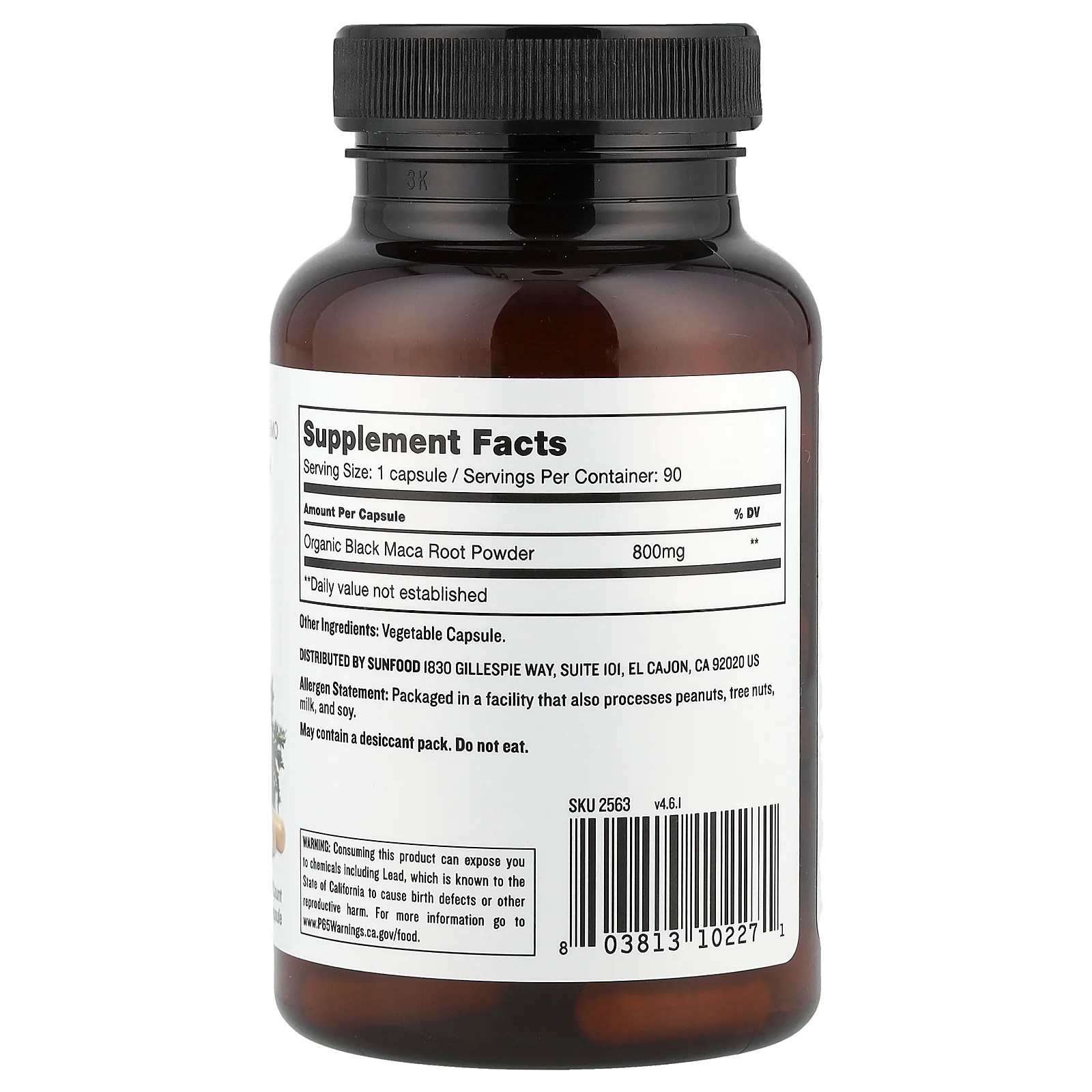 2 X Sunfood, Black Maca, 800 mg, 90 Capsules