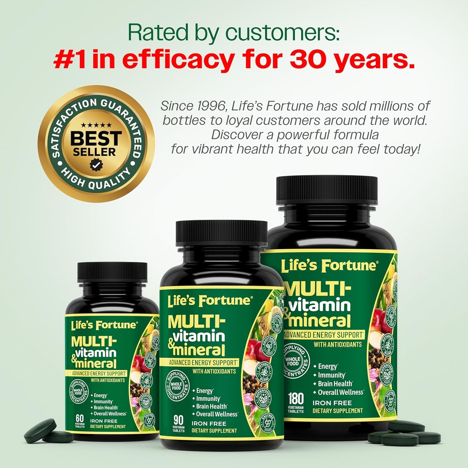 Life’s Fortune Multi Vitamin Mineral Natural Energy 180