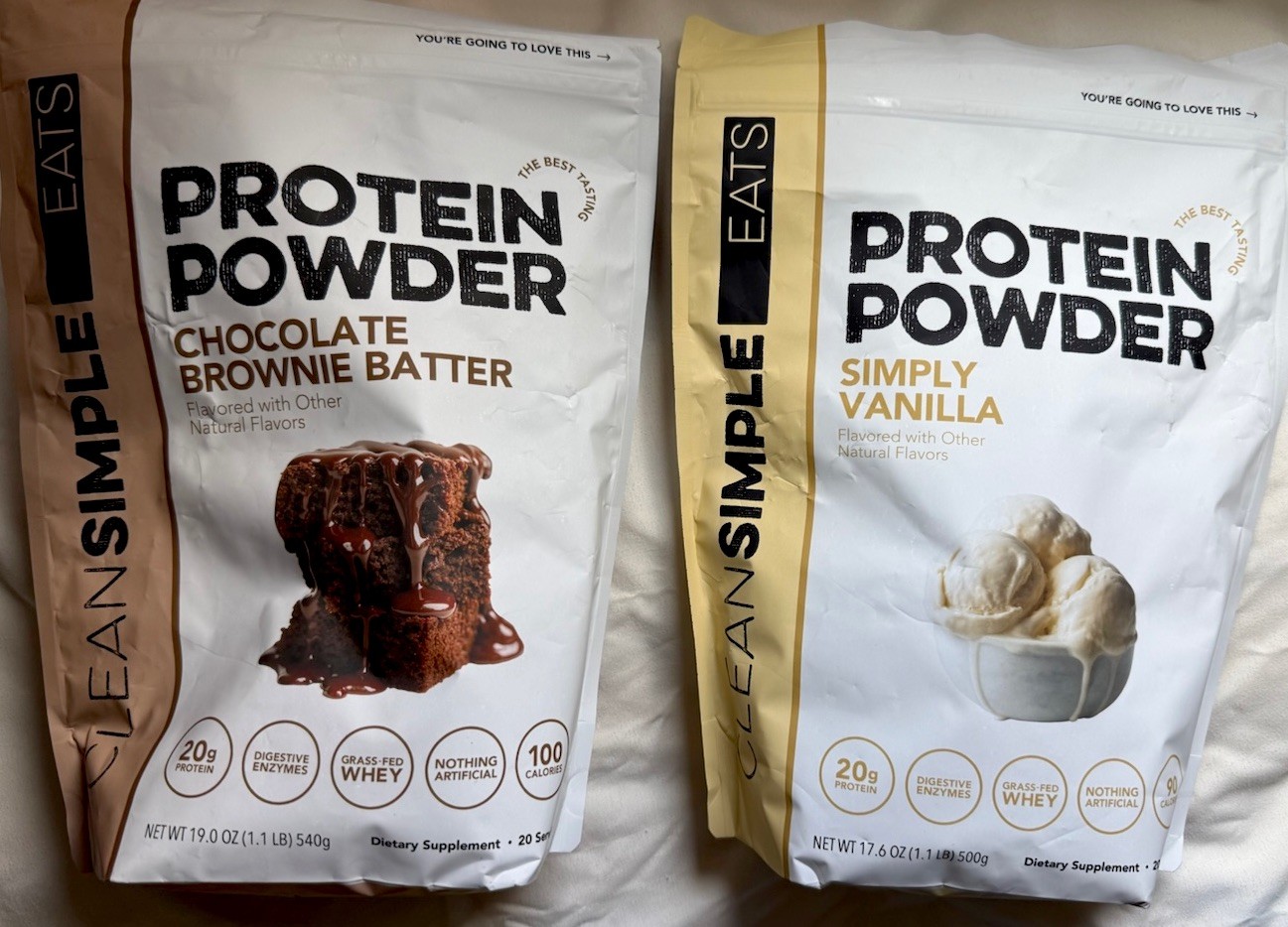 Clean Simple Eats Protein Powder Chocolate Brownie & Simply Vanilla 20 Servings