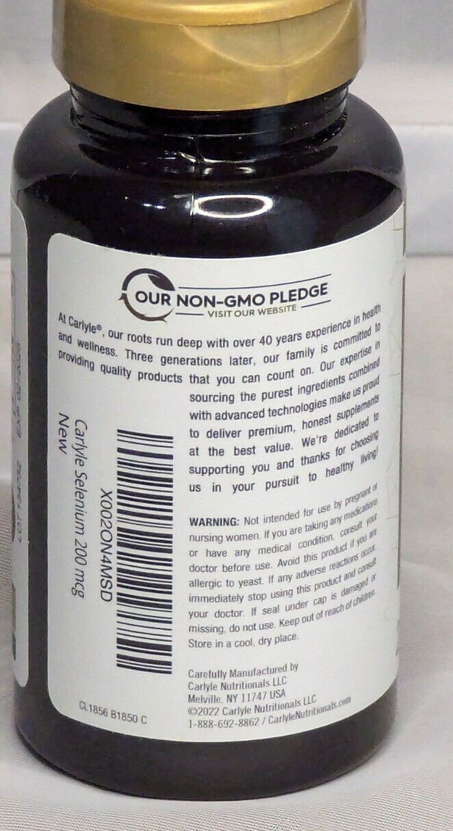 Vitamins Carlyle Selenium 200 mcg 270 Tablets Expiration 02/2025 Vegetarian
