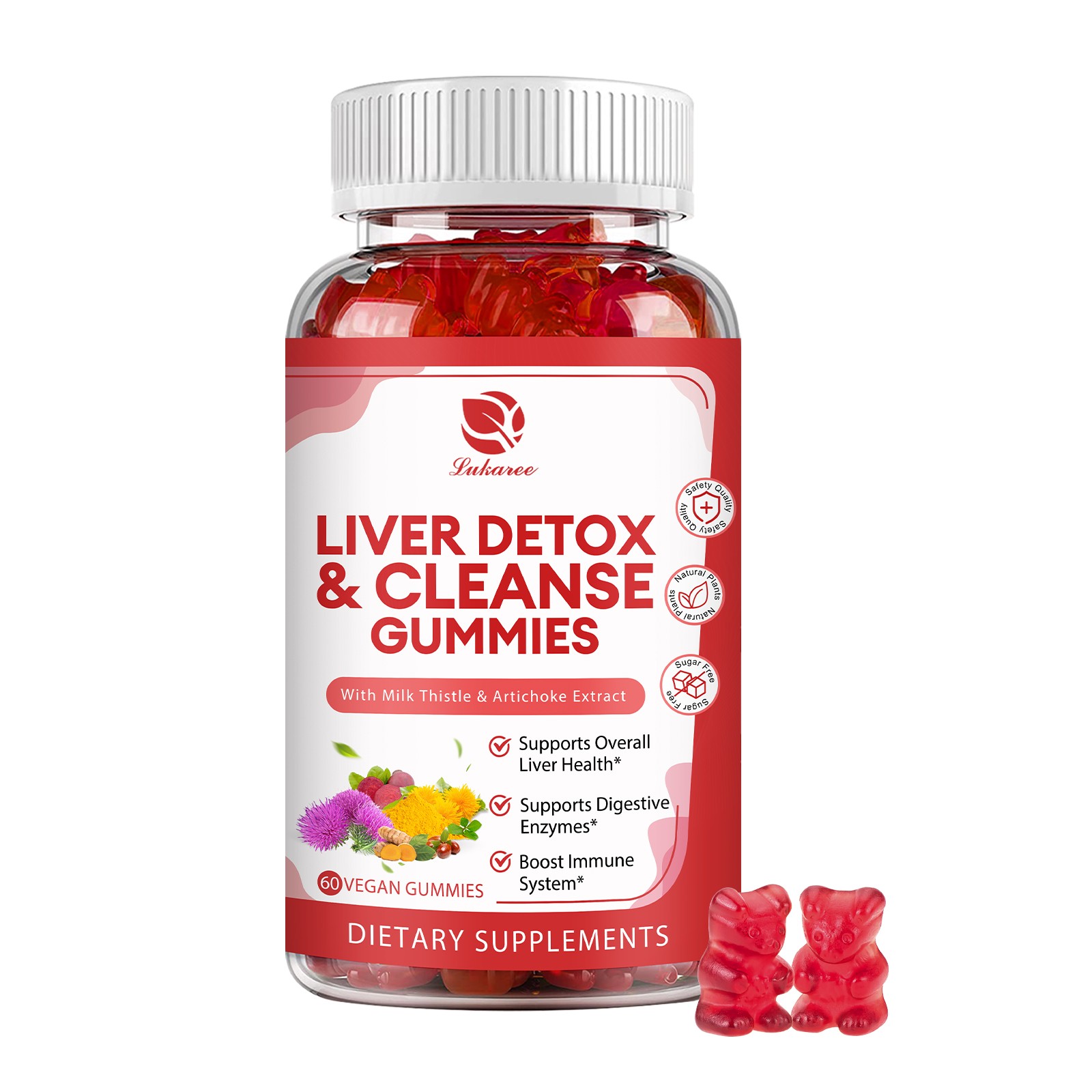 Liver Cleanse & Detox Support Gummies Supplement 3000mg with 24 herbs 60ct