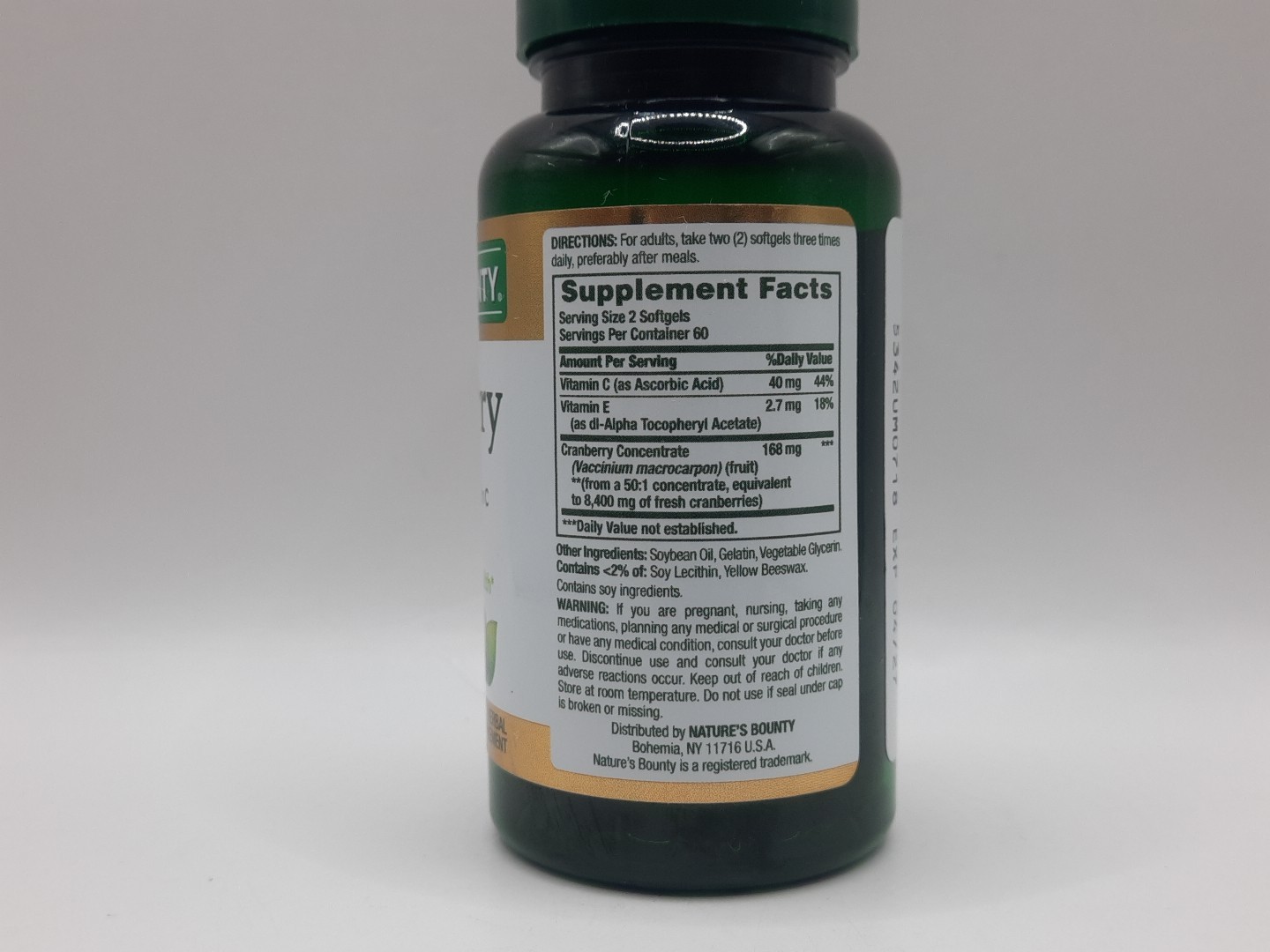 Nature’s Bounty Herbal Health Cranberry Rapid Release SG 4200mg 120Ct Exp 4/2027