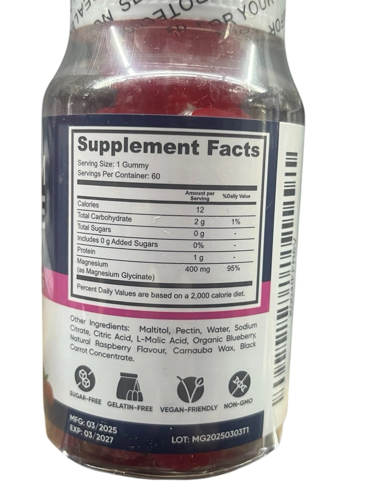 pack of 2Magnesium Glycinate Gummies 400mg High Absorption Magnesium 60 ct each