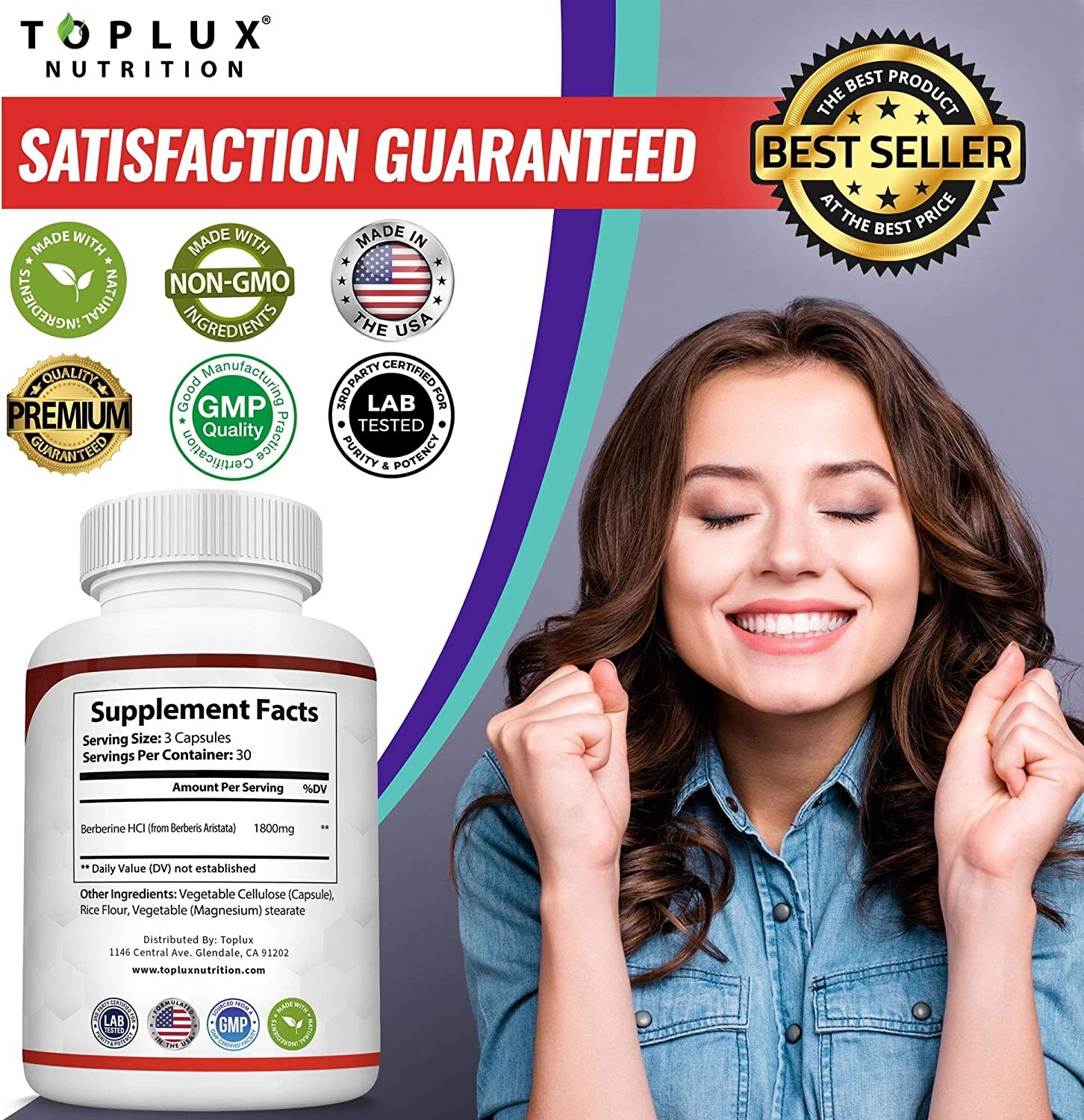 ▶Berberine HCl Premium Glucose And Blood Sugar (90 Capsule_Non-GMO, Gluten Free)