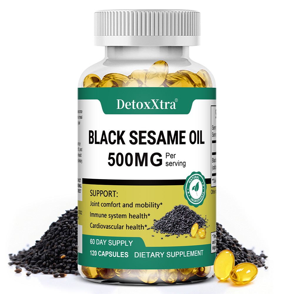 500mg Pure Black Sesame Oil,All-Natural Wellness for Cardiovascular 30~120 Caps