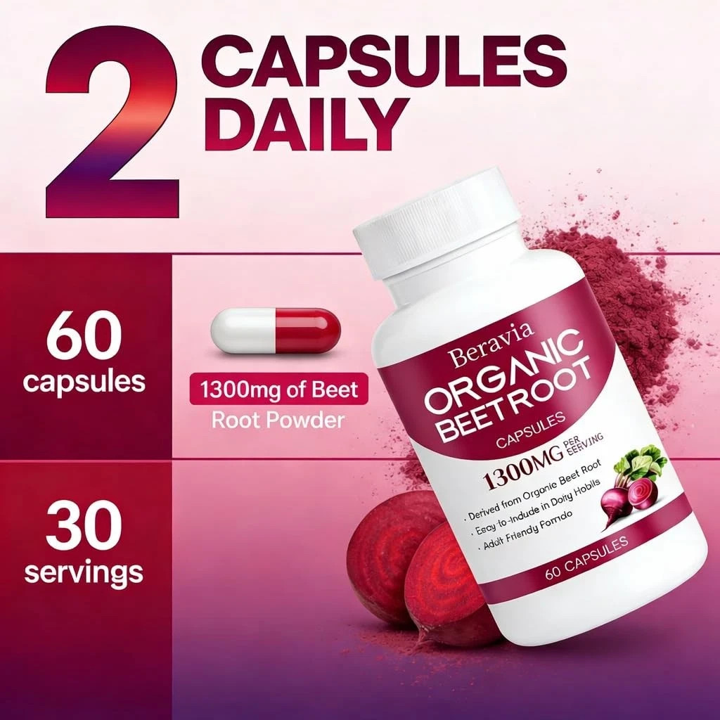 Beravia Organic Beet Root Capsules, Natural Beet Root for Daily Wellness and …