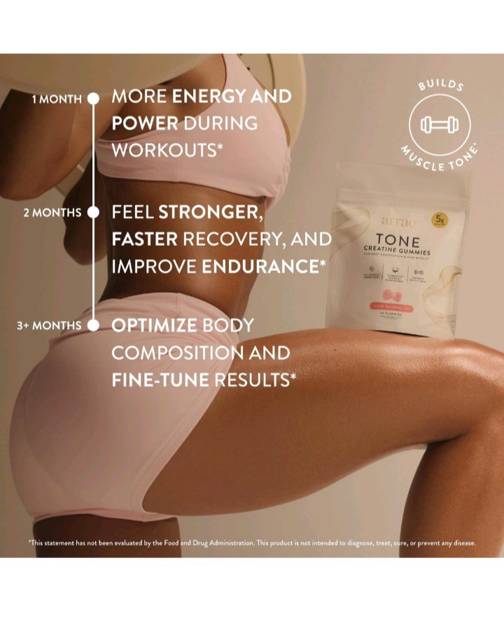 Arrae Tone Gummies – Creatine Monohydrate 5g for Women – Support Lean Muscle,…