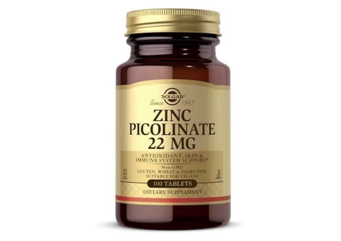 Solgar Zinc Picolinate 22 mg, 100 Veg Tablets EXP 08/2027 Sealed