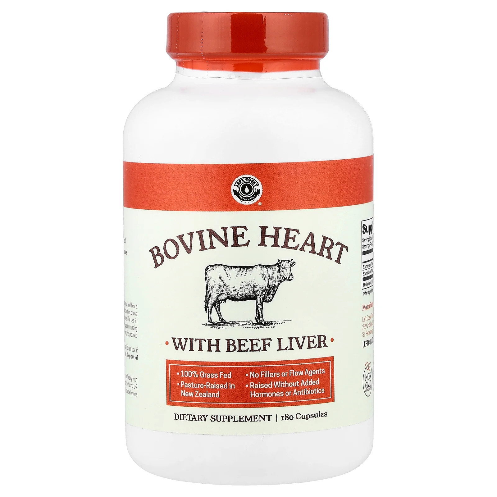 2 X Left Coast Performance, Bovine Heart With Beef Liver, 180 Capsules