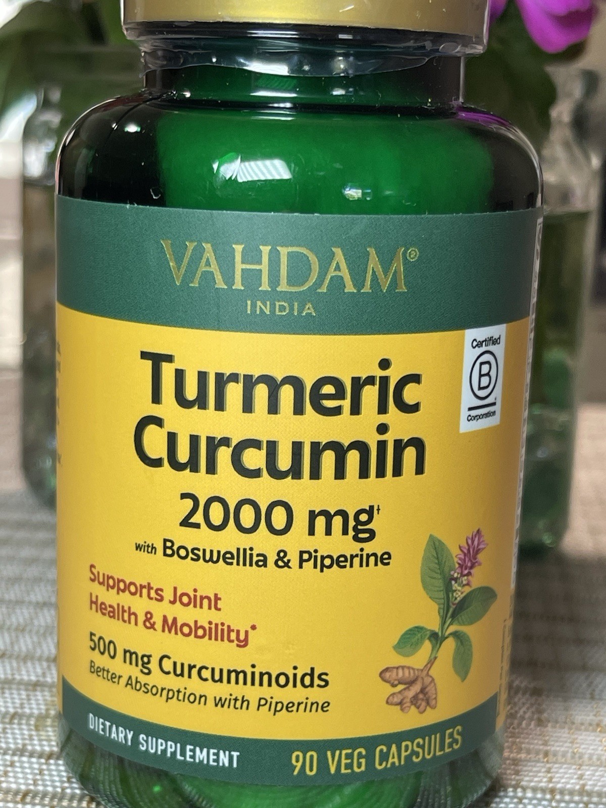 Vahdam Turmeric Curcumin Boswellia Piperine 2000mg Joint Health 90 Capsules New