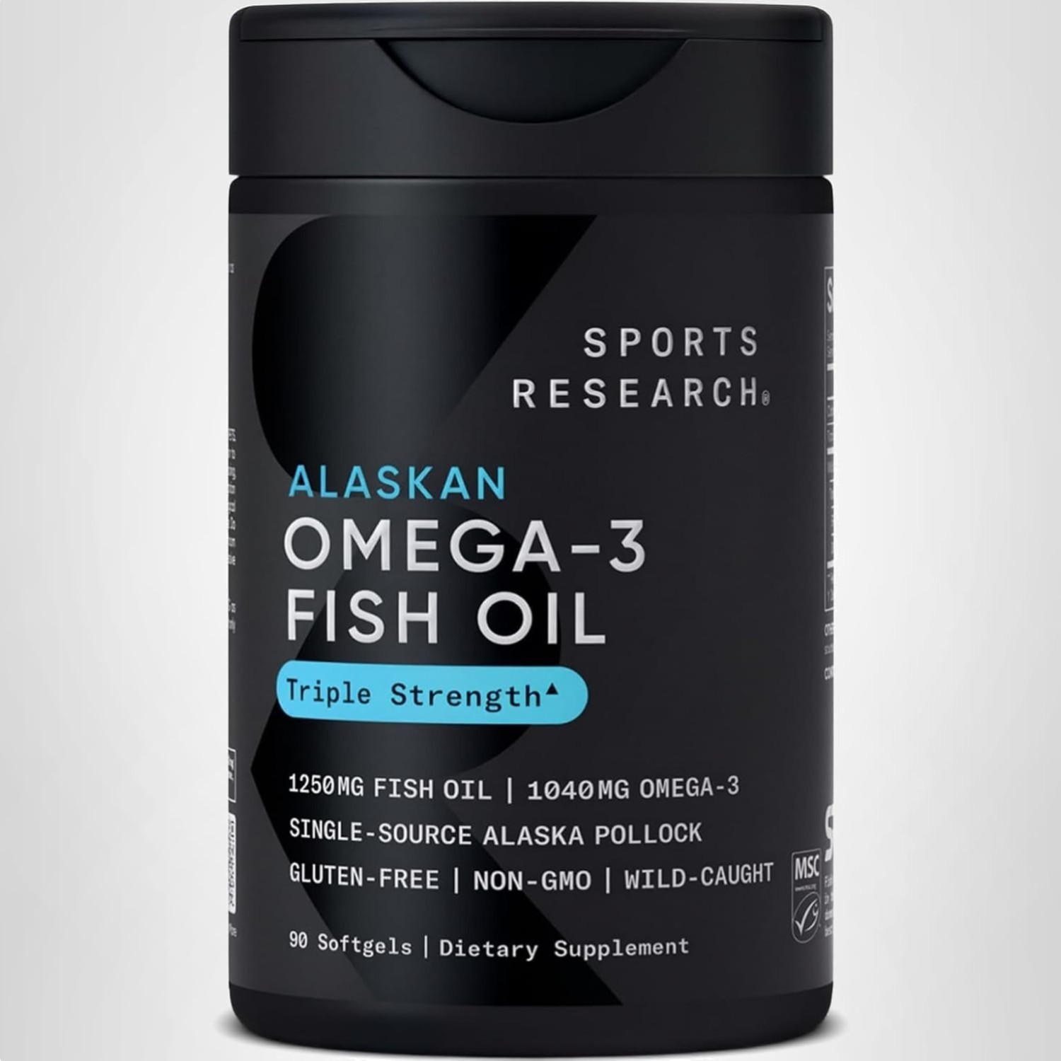 Fish Oil Supplement 1250mg Omega-3 Heart Brain Joint Support Non-GMO