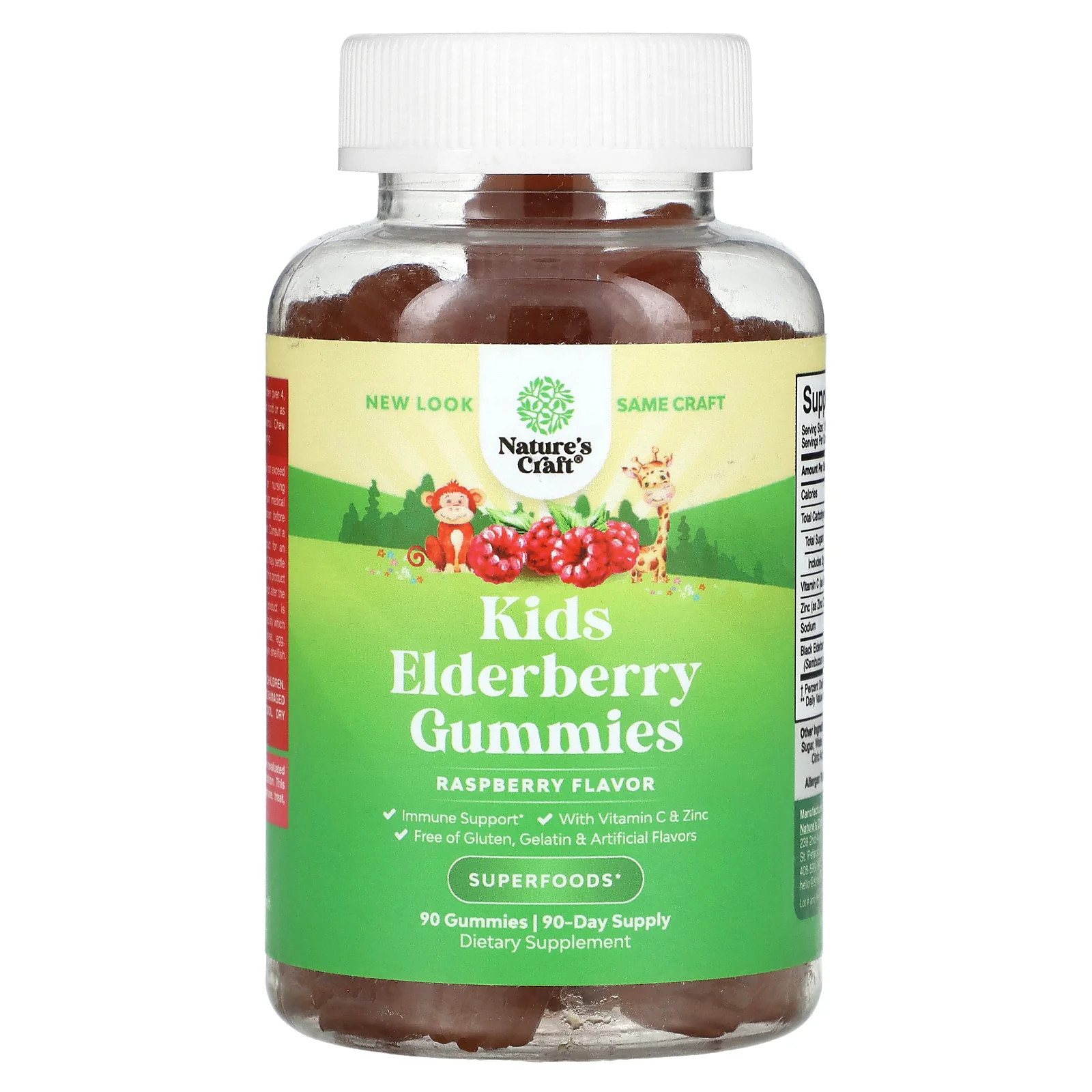 2 X Nature’s Craft, Kids Elderberry Gummies, Raspberry , 90 Gummies