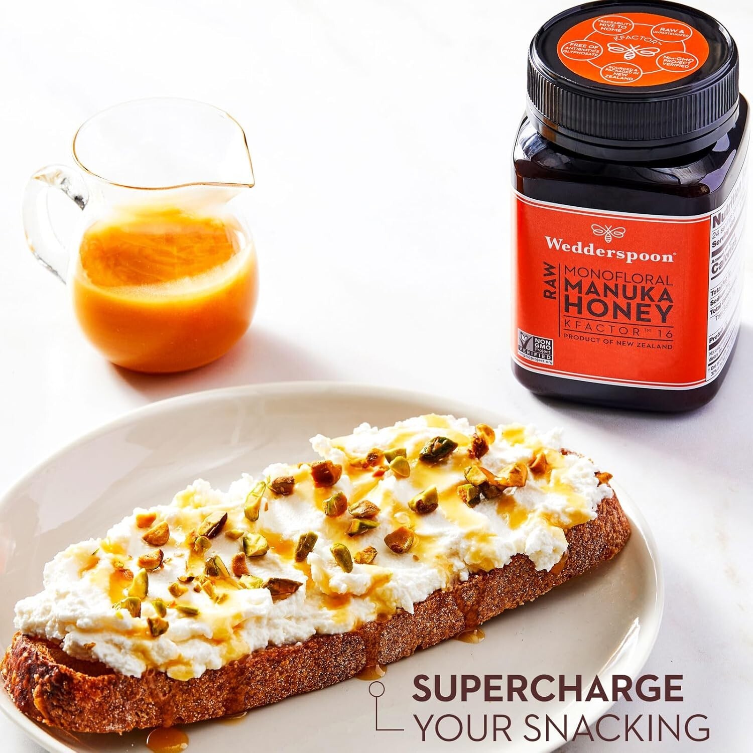 Wedderspoon Raw New Zealand Monofloral Manuka Honey KFactor 16 – NET WT. 17.6 OZ
