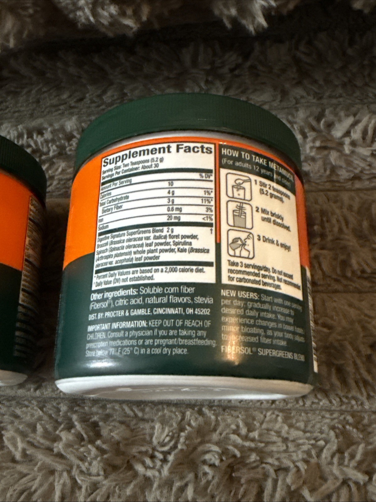 (2) Metamucil Super Greens Digestive Blend Powder Fiber Kiwi Apple 5.5 Oz NEW