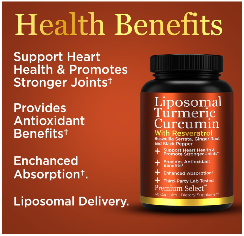 Liposomal Turmeric Curcumin Resveratrol Joint Relief Supplement High Absorption