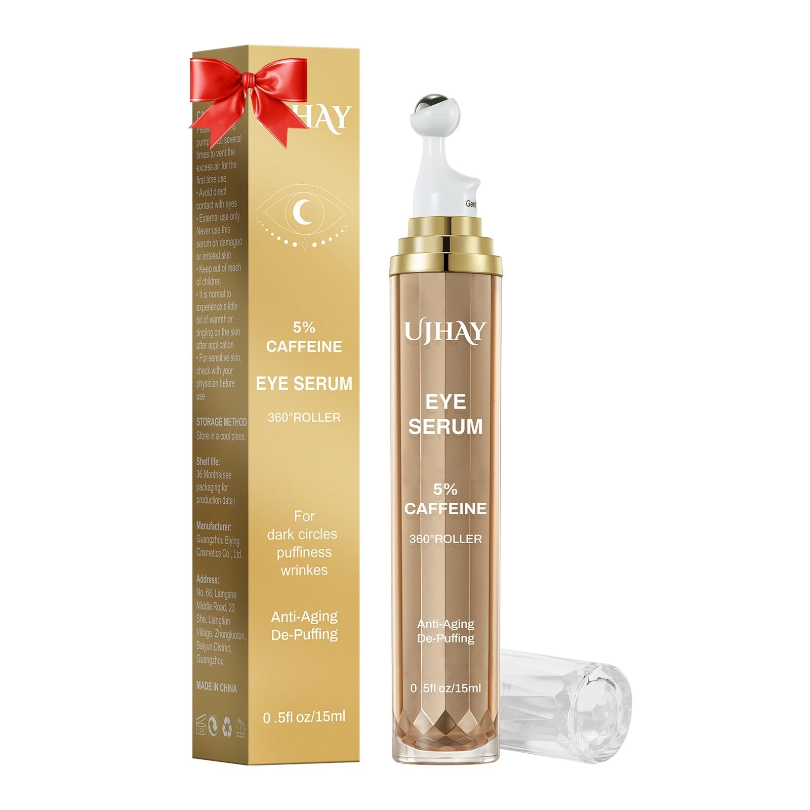 UJHAY 5% Caffeine Eye Cream, Under Serum for Dark 0.5 Fl Oz (Pack of 1)