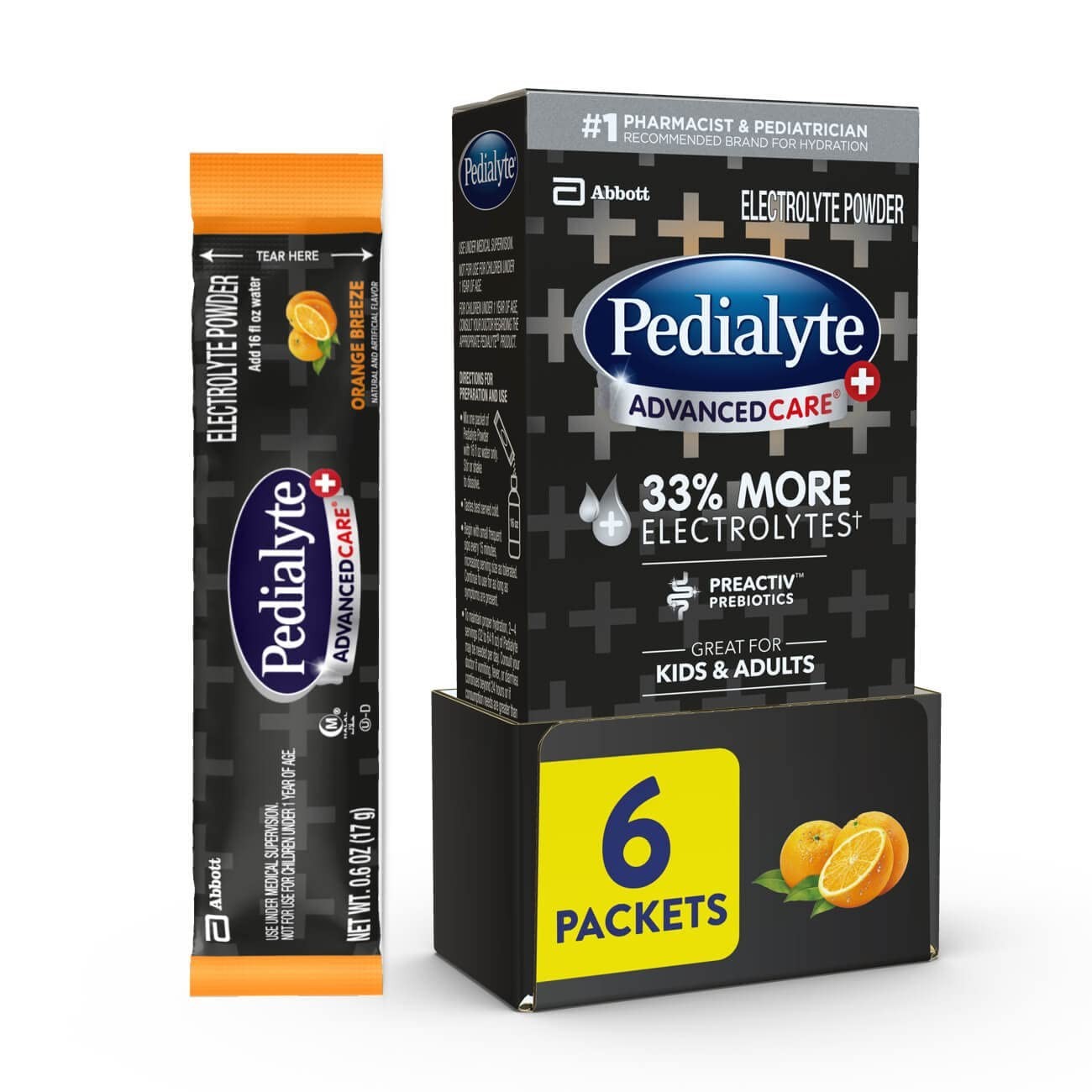 AdvancedCare Plus Orange Breeze Electrolyte Powder – 3X Electrolytes, Prebiot…