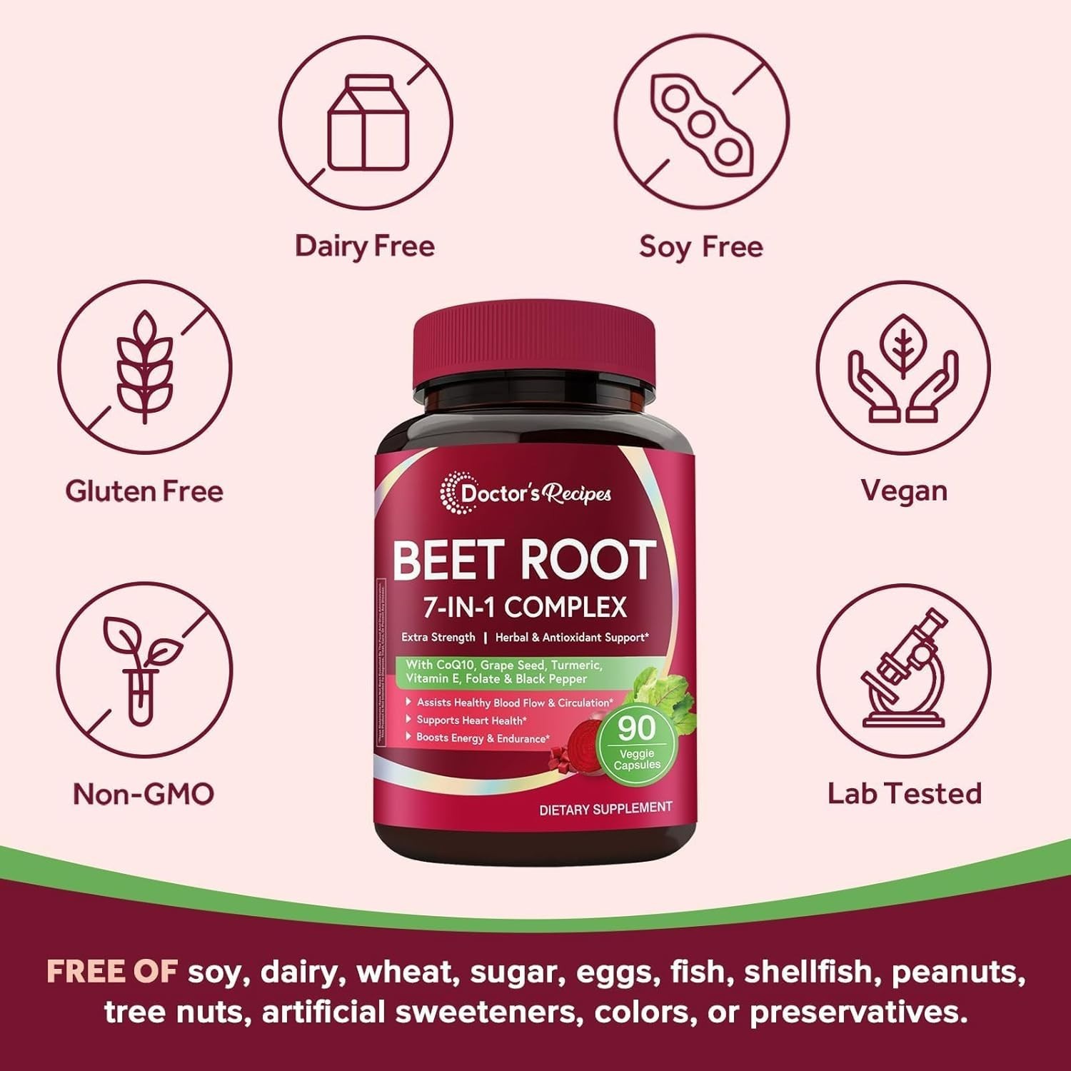 Beet Root Capsules, Beet Root Extract with Grape Seed, CoQ10, Turmeric, Black…