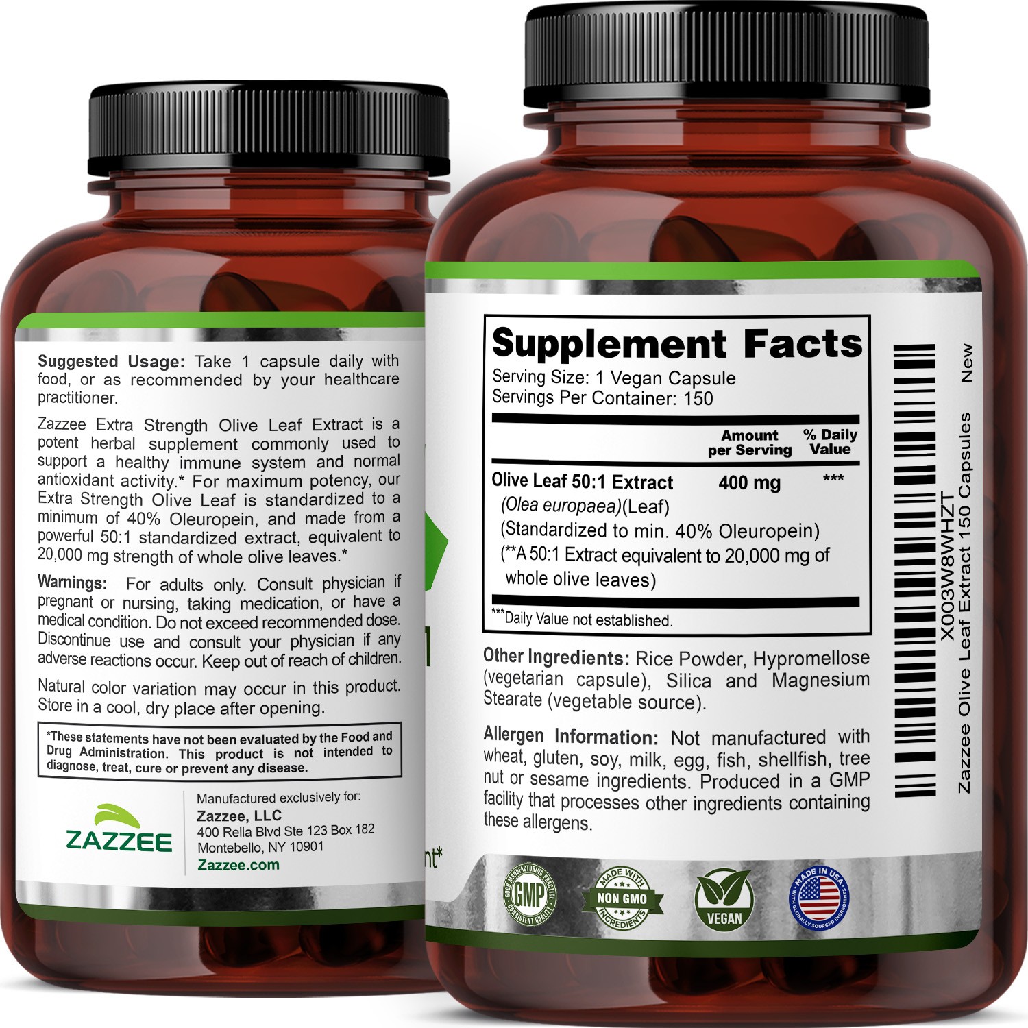 Extra Strength Olive Leaf 50:1 Extract, 20,000 mg Strength, 40% Oleuropein