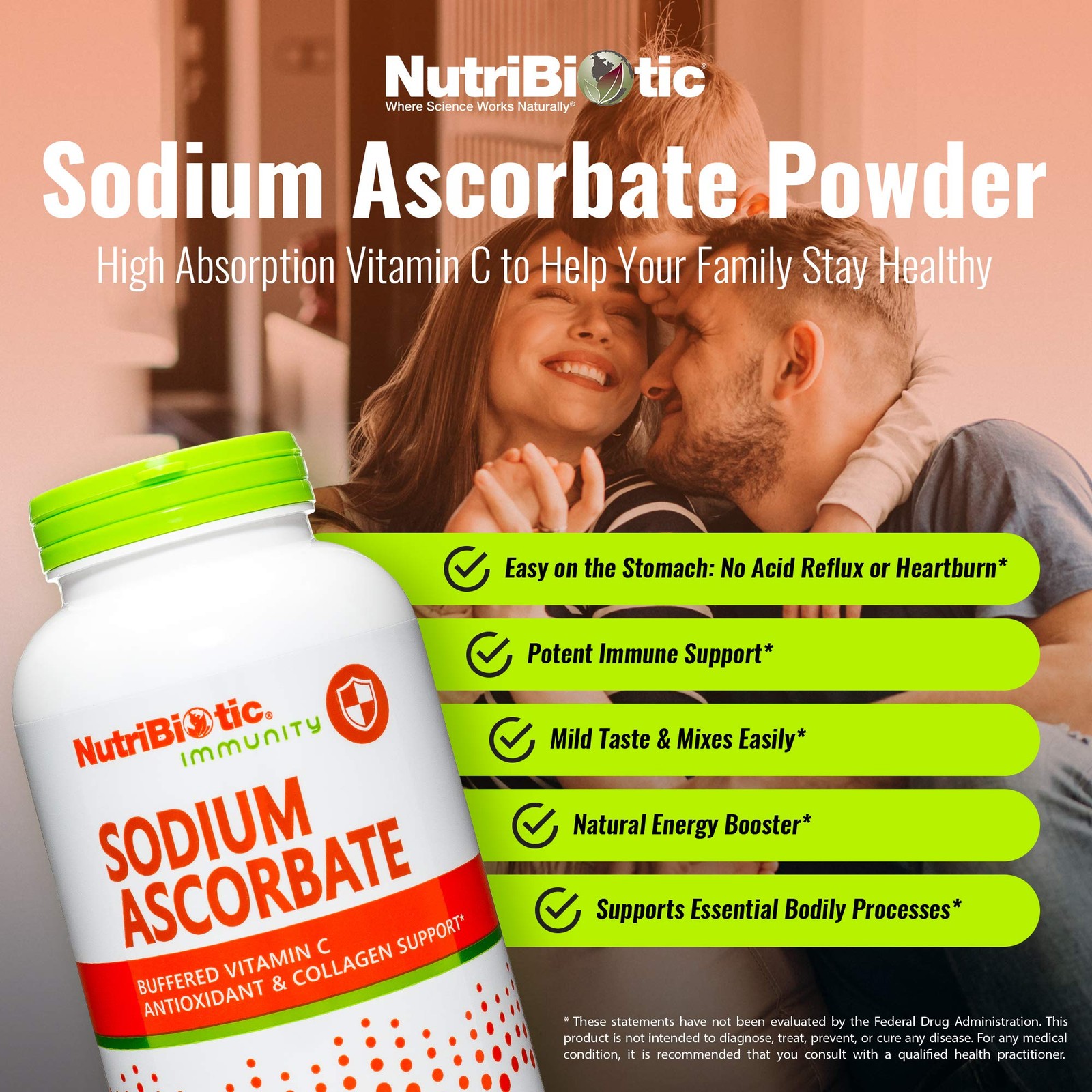 NutriBiotic – Sodium Ascorbate Buffered 16 Ounce (Pack of 1), No Color