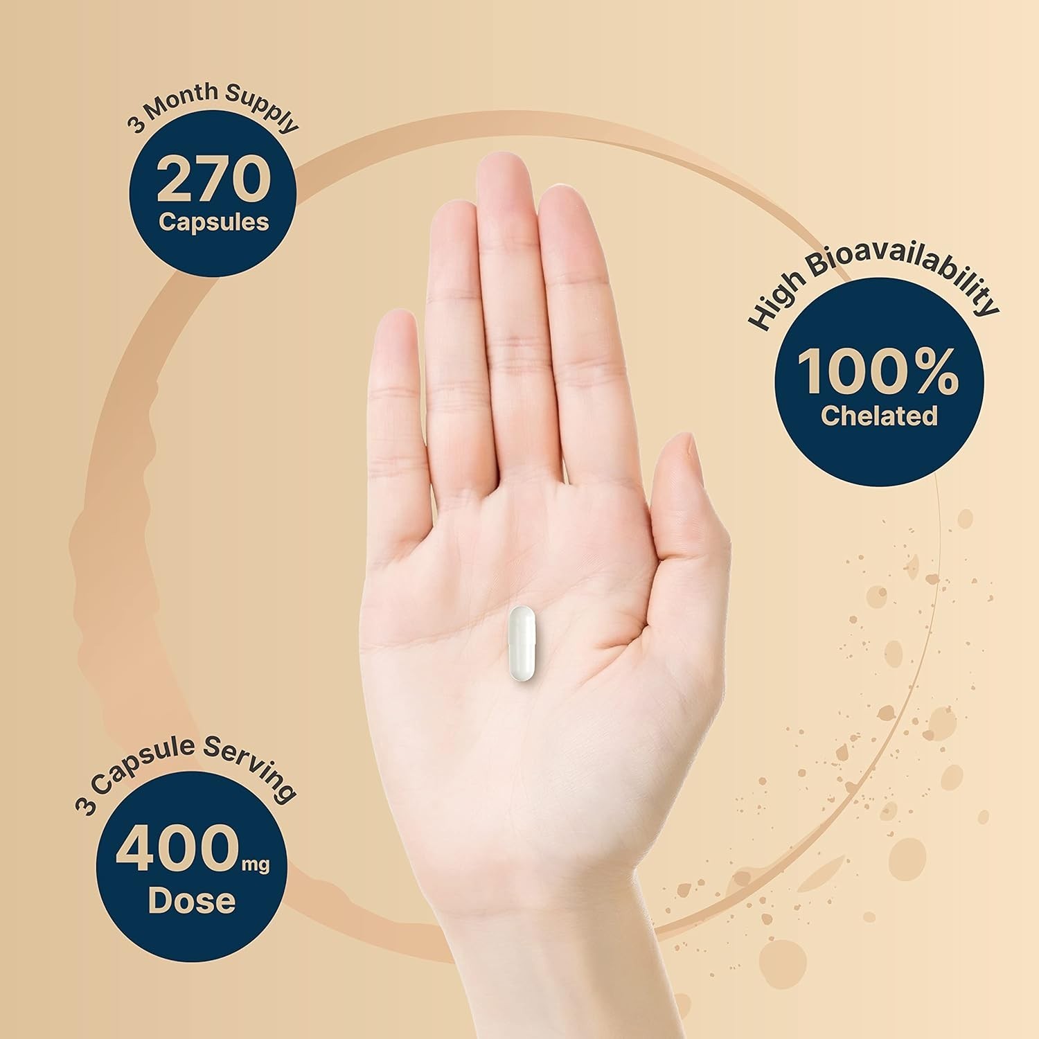 Glicinato De Magnesio De Maxima Potencia 400 Mg 270 Capsulas– 100% Chelated Max