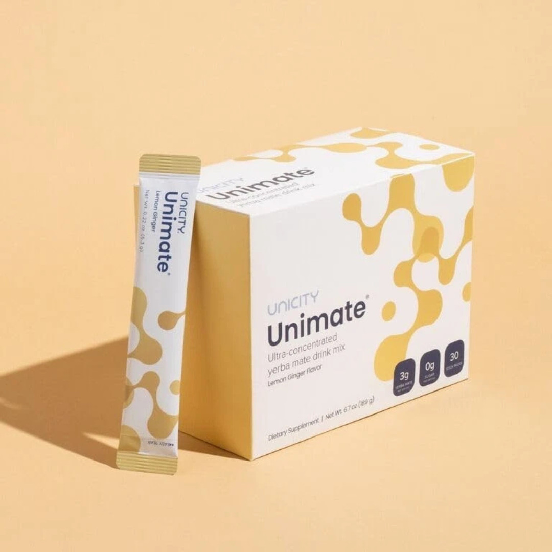 Unicity Unimate Lemon Ginger Drink Mix – Pack of 2 (60 Stick Packs)