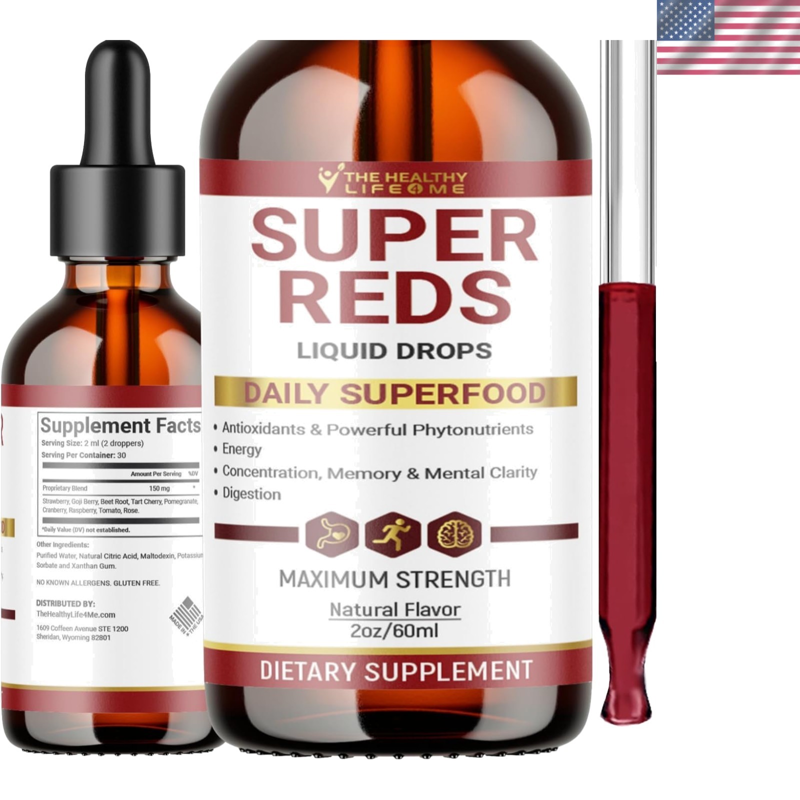 Liquid Super Reds Phytonutrient Superfood Drops – 2oz of Antioxidant Richness