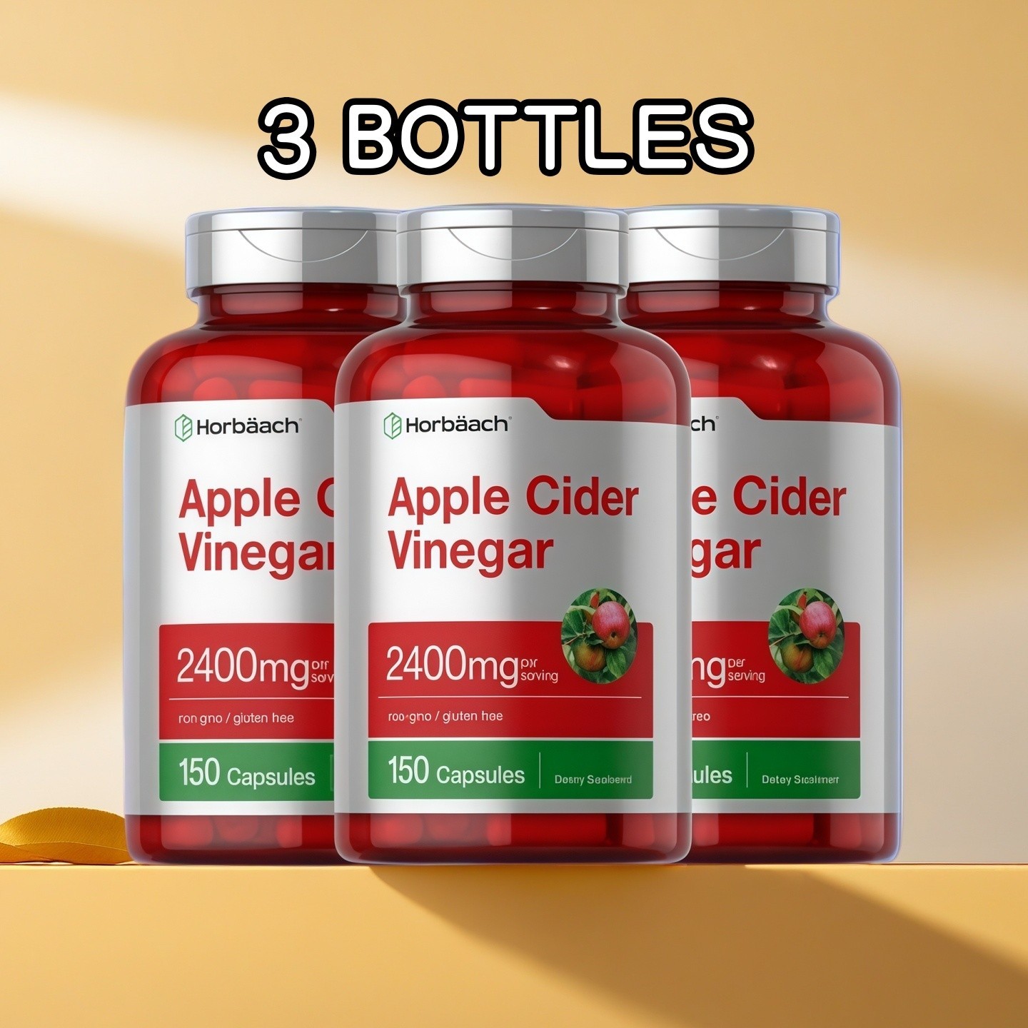 Horbäach Apple Cider Vinegar Capsules 2400mg | 150 Count | Non-GMO & Gluten Free