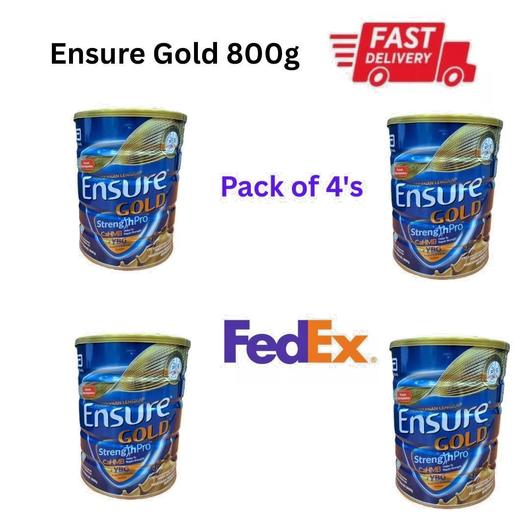 4 X Abbott Ensure Gold Vanilla Powder 800g for Adult Middle Age & Elderly