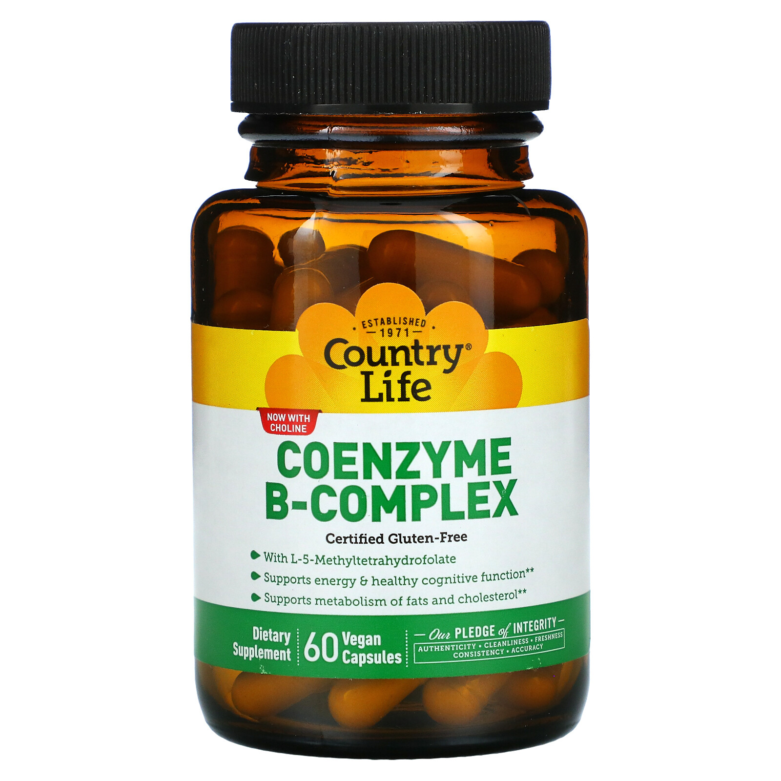 Country Life Coenzyme B-Complex Caps 60 Vegan Capsules Gluten-Free, GMP Quality