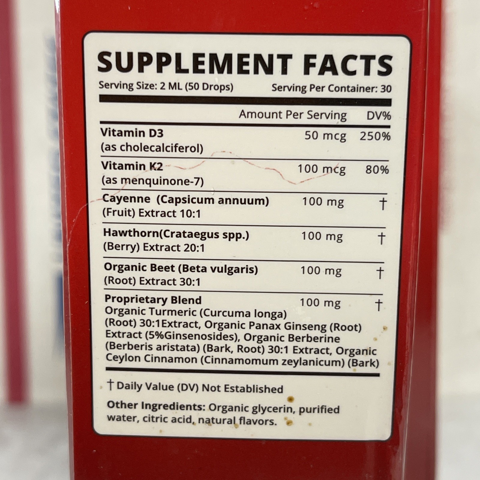 2 X Cayenne Pepper Hawthorn Beet Root Turmeric Vitamin K2+D3 Liquid Drops 60ML