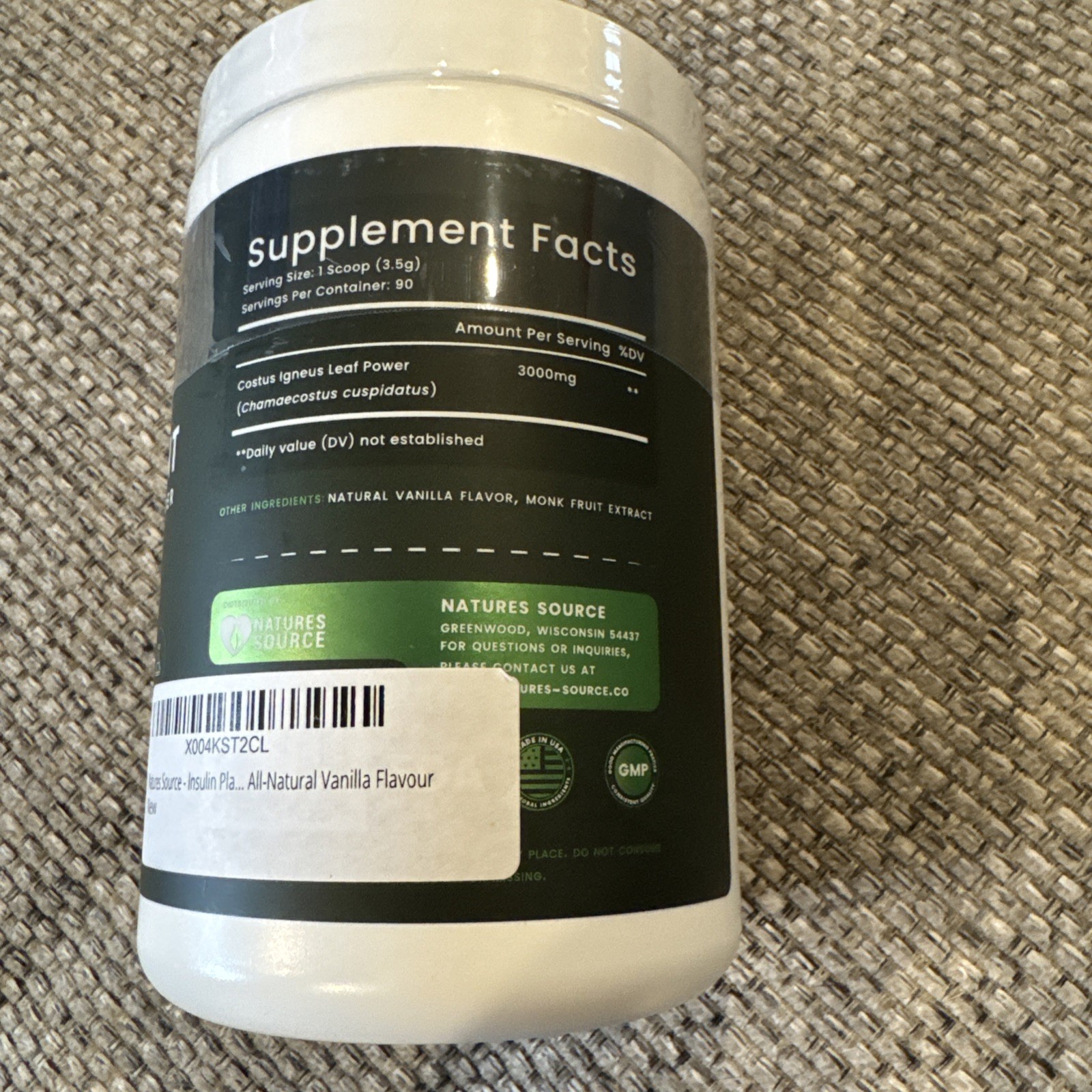 Natures Source Insulin Plant Leaf Powder Costus Igneus Herbal Supplement 11.11oz