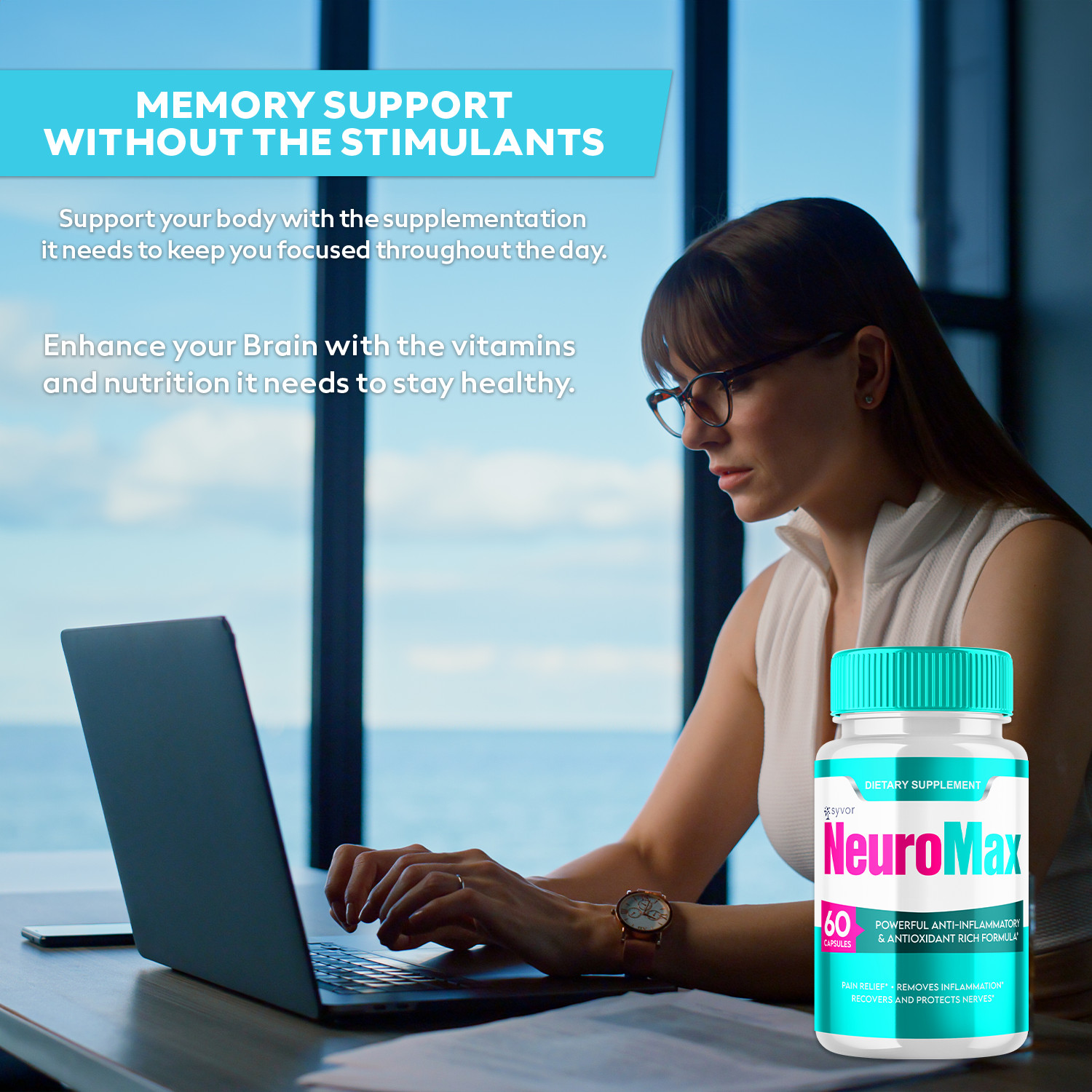 NeuroMax Nootropic Pills Natural Formula Brain Supplement 300 Capsules