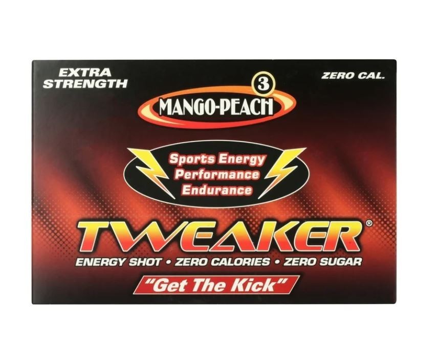 Tweaker Energy Shot, Mango Peach, Extra Strength, 2 fl oz, 12 Count.