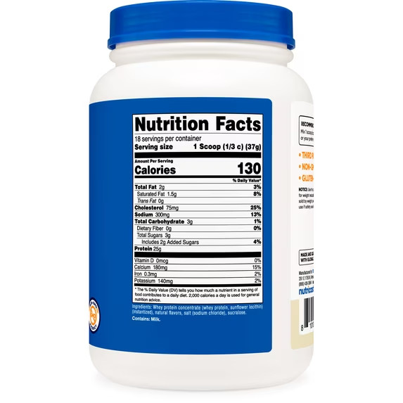 Nutricost Whey Protein Concentrate Vanilla 1.5 lb 25g Protein Powder