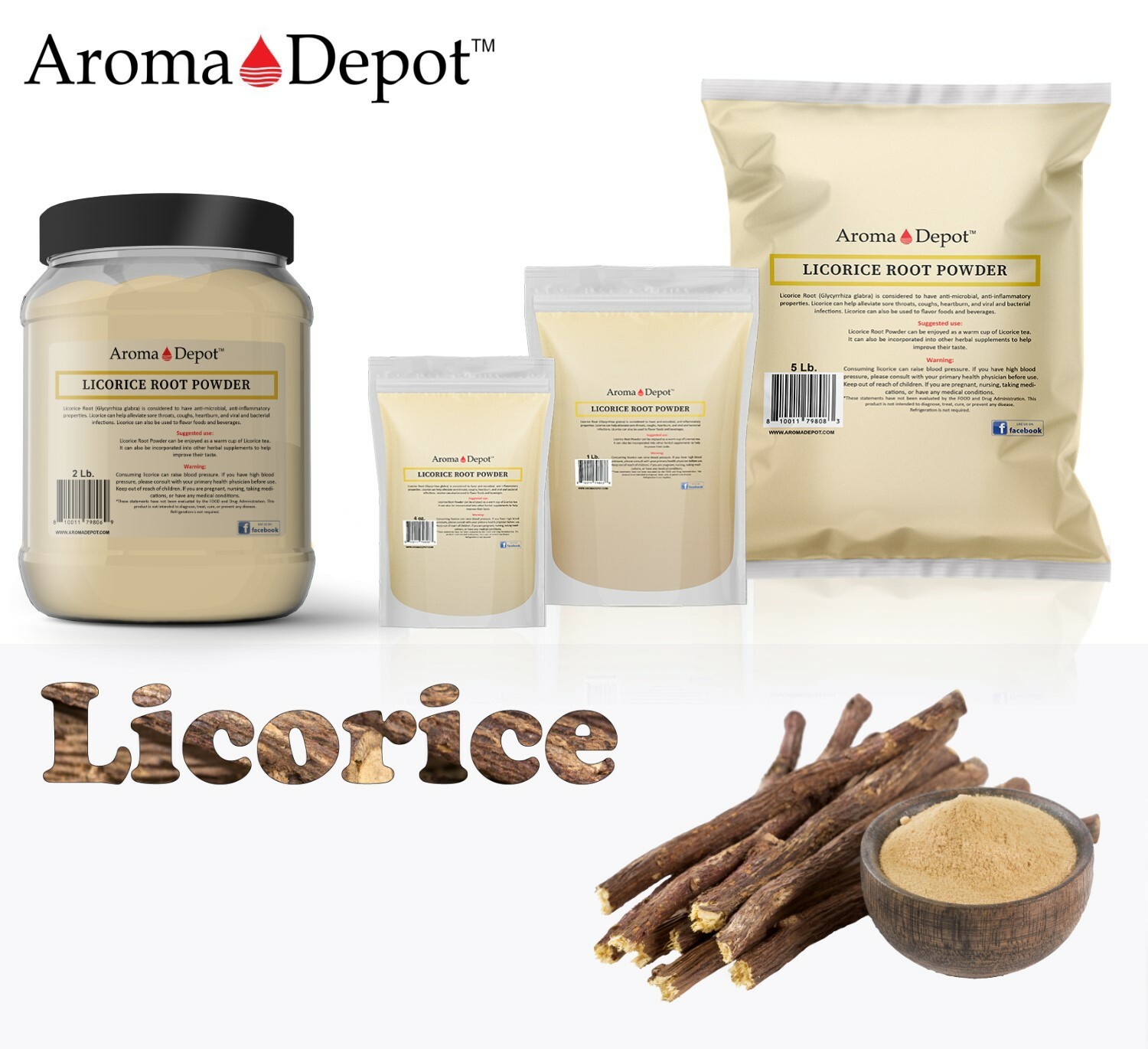 Licorice Root Powder (Liquorice) Mulethi Glycyrrhiza glabra 100% Natural Raw