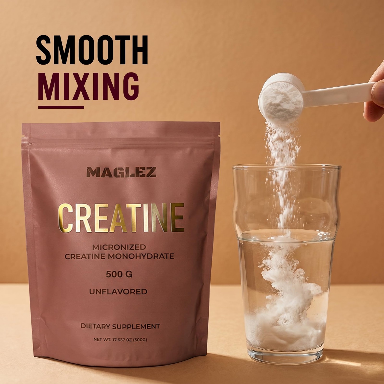 Micronized Creatine Monohydrate Powder 500g – 100 Servings, Unflavored, Boosts S